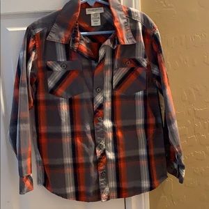 Grey, Orange, black & white button